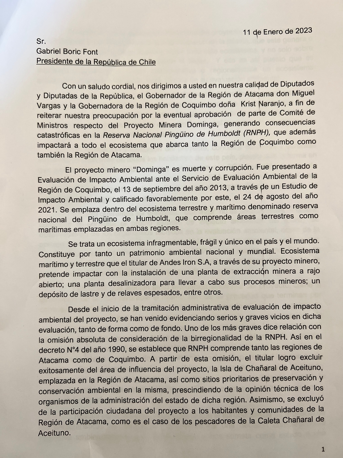 Autoridades regionales entregan carta al Presidente Boric en rechazo a ...